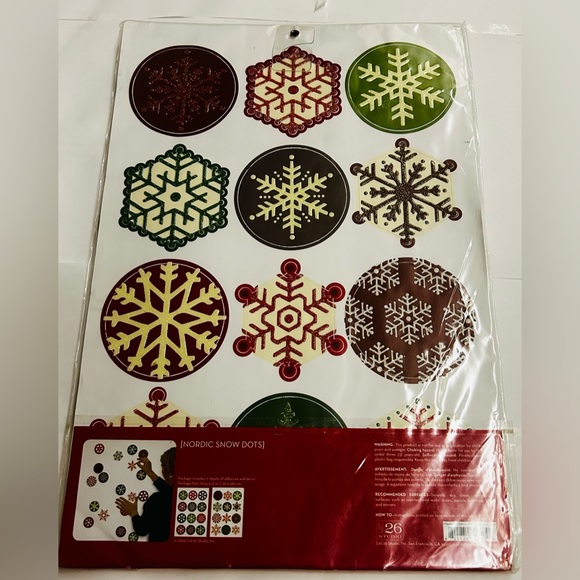 New in Package ADD-HERES Nordic Snow Dots Red Green Brown 2 Sheets of 12 - Picture 2 of 11